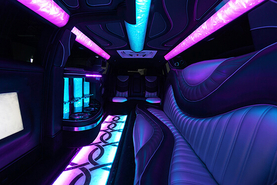 Party bus service with neon lights
