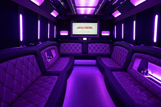 Limo bus with neon lights