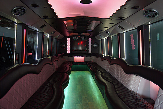 Party bus rentals with multiple TVs